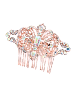 Rhinestone Hair Comb HM320003 ROSEGOLD AB